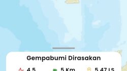 Gempa 4,5 Magnitudo Guncang Tanggamus, Sejumlah Rumah Rusak