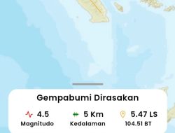 Gempa 4,5 Magnitudo Guncang Tanggamus, Sejumlah Rumah Rusak