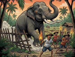 Gajah Liar Terjebak di Kebun Warga Braja Asri, Kepala Desa Diserang Saat Proses Penggiringan